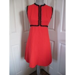 Vintage Lanz Original Dress Orange W/ Black  Accents Size Missing See Measuremen